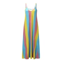 Жени Печатење Краток Макси Фустан Без Ракави Секојдневен Сарафан Долг Фустан На Плажа