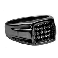 Машка црна позлатена прстен од не'рѓосувачки челик со црна кубна цирконија
