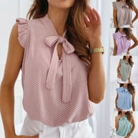 Цдар Блуза Краток Ракав Полка Точка Жените Возбудува Машна Кошула За Датира Блуза