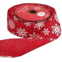 Жичен раб за обвивка за обвивка за подароци, црвена постелнина со бела снегулка, 1. во FT