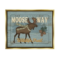 Tuphel Moose Way Way Trail Trail Rustic Liffils & Insects сликање злато плови врамен уметнички печатен wallид уметност