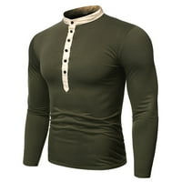 Блуза Со Долг Врат Копче За Боја На Блуза Удобен Цврст Врв Машки Ракав Тенок Против Машка блуза