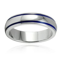 Крајбрежен накит сина емајл жлебна куполна прстен од не'рѓосувачки челик
