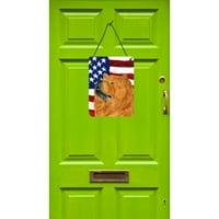 Каролини Богатства SS4029DS Американско Американско Знаме Со Чау Чау Ѕид Или Висечки Отпечатоци Од Врата, 12x16, повеќебојни
