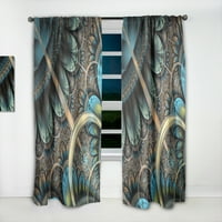 DesignArt 'Голема сино -кафеава фрактална цветна шема' Цветна панел за завеси
