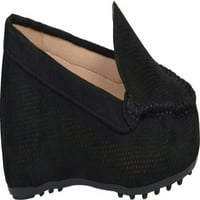 Collectionенска колекција на списанија Halsey Moc Pone Perforated Loafer Black Perforated Fau Suede 8. M.