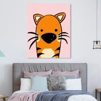 Авенија на пистата животни wallидни уметности платно печати „тигар“ бебешки животни - портокалова, розова