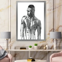 DesignArt 'Портрет на згоден африкански човек на бело I' модерен врамен уметнички принт