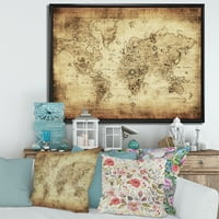 ДизајнАрт „Антички светски мапа IV“ гроздобер врамен платно wallид уметност печатење