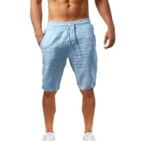 панталони за мажи Модерни Секојдневни Летни Шорцеви Памук Цврсти И Ленени и панталони Товарни Панталони Сини 3XL