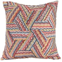 Јордан Производство 18 18 Повеќебојни брановидни ленти квадратни реверзибилна декоративна перница за фрлање со акцент на вез