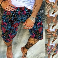 Мажите Печатат Памучна Мешавина Панталони Со Должина На Врвки Обични Широки Капри Шорцеви