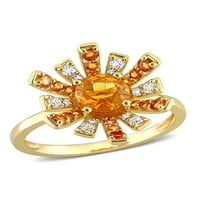 Miabella Women's'sims 1- Carat T.G.W. Мадеира цитрин и бел топаз 18kt жолто злато позлатено сребро прстен на starвездите