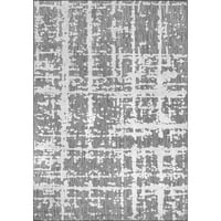 Нулум Адли текстурирани апстрактни линии во затворен килим на отворено, 7 '10 10', сиво
