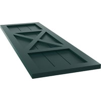 Ekena Millwork 12 W 26 H True Fit PVC Center X-Board Farmhouse Fixed Mount Sulters, Thermal Green