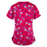 Дозвола Плус Големина Блузи Блуза Работна Облека Краток Ракав Графички Отпечатоци Жени Блузи V-Вратот Мода, Топла Розова, М