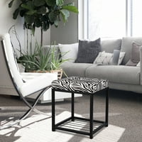 Дизајн група квадратни метални отомански столици со одмор на нозе, зебра печатење, сет од 2