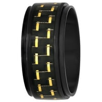 Менс црни не'рѓосувачки челични јаглеродни влакна вметнат удобност се вклопуваат во свадбениот бенд - машки прстен