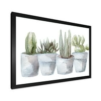 DesignArt 'Succulent and Cactus House Plants v' Farmhouse Dramed Art Print