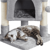 Лесно мамово мачко дрво мачко мачко кондо куќа со кадифен перч, светло сива боја
