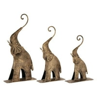 Привлечен Сет Од Три Метални Златни Слонови