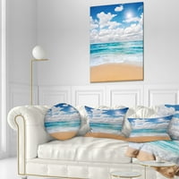 DesignArt мирен морски брег под бели облаци - модерна перница за фрлање на плажа - 12x20