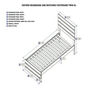 Оксфорд 14 ТВИН XL Дрво платформа рамка за кревет со глава и подножје, еспресо
