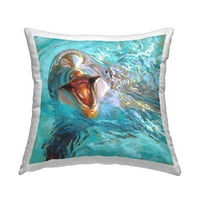 Stuple Industries Среќен делфин морски живот портрет печатен дизајн перници за фрлање од Рита Киркман