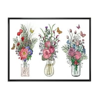 DesignArt 'Транспарентни вазни со букети со диви цвеќиња II' Фарма куќа врамена платно wallидна уметност печатење
