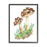 Забележана шумска фабрика за печурки ботаничка и цветна графичка уметност црна врамена уметничка печатена wallидна уметност