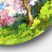 Дизајн на „светло сино небо над пролетниот пејзаж“ Традиционална метална wallидна уметност - диск од 36