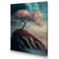 Designart Mountain Top Cherry Blossom IV Canvas Wallидна уметност