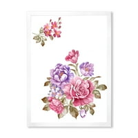 DesignArt 'Букет од виолетова и розова цвеќиња I' Фарма куќа врамена уметничка печатење