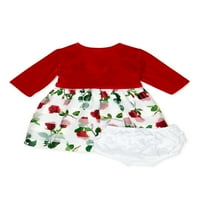 Чудо на нација бебе девојки Божиќен празничен фустан и кардиган, сет од 2 парчиња