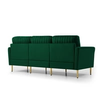 Аукфа седиште софа кауч со перници за дневна соба, тапациран, зелен кадифе