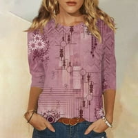 Блузи За Тинејџерки Девојки Жени Мода Печатени Лабава Маица Ракави Блуза Круг Вратот Повик Блузи