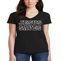 Исус На јуниор Спасува Црна Маица Со Врат Со Врат Голема Црна