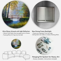 DesignArt 'Sunrise Gllow and The Awakening Spring Spring Forest' Lake House Circle Metal Wallидна уметност - диск од 29