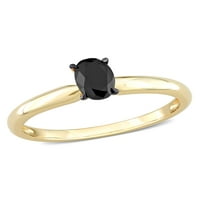 Карат Т.В. Црн дијамант 14kt жолто злато овален прстен за ангажман на пасијанс