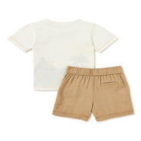 Wonder Nation Baby & Toddler Boys Pocket маица и шорцеви, сет, големини 12 милиони-5T