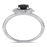 Миабела 1- Карат Т.В. Црн и бел дијамант 14к прстен за ангажман на бело злато