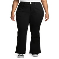 Тера и Скај женски плус големина двојно копче за подигање со средни фармерки