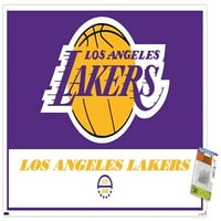 Лос Анџелес Лејкерс - постер за wallидови со лого со пинови за притисок, 22.375 34