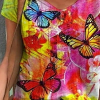 амуса Мода Обичен Краток Ракав Печатени V - Вратот Блуза Плус Големина Маица Дами Блузи маици кошули за жени