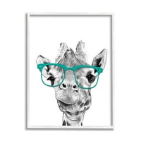 Ступел Индустрии Забава Жирафа Во Очила Животни Животни И Инсекти Сликарство Бела Рамка Уметност Печатење Ѕид Уметност
