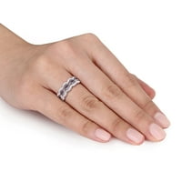 Miabella Women's'sims 1- Carat T.G.W. Создаде рубин и создаден бел сафир Стерлинг сребрен прстен