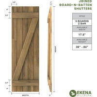 Ekena Millwork 1 2 W 54 H Americraft Пет табла Екстериер Реално дрво се приклучи на одборот-n-batten ролетни W Z-Bar, Raisin