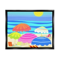 Stuple Industries живописни чадори за сонце лето плажа брег сцена графичка уметност џет црна лебдечка врамена платно печатена
