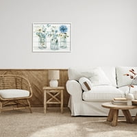 Тегла со сина земја букети ботаничка и цветна графичка уметност бела врамена уметничка печатена wallидна уметност