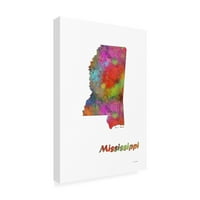 Марлен Вотсон 'Државна мапа на Мисисипи 1' платно уметност